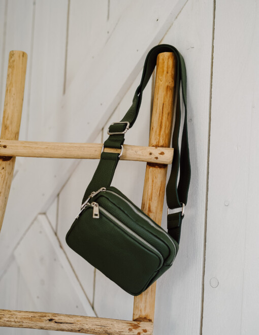 Echtleder-Crossbag “CATHY” oliv (T90)