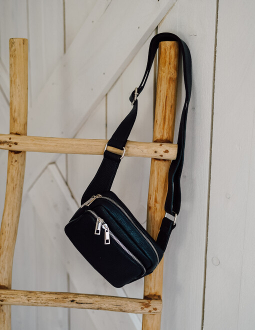 Echtleder-Crossbag “CATHY” dunkelblau (T90)