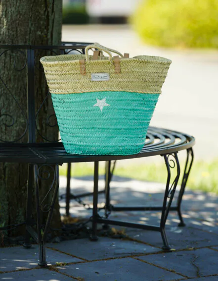 TWENTY VIOLETS - Korbtasche "IBIZA" natur/türkis (TV15)