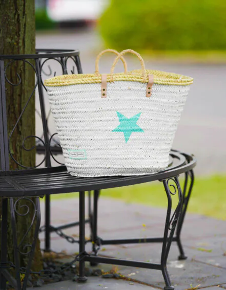 TWENTY VIOLETS - Korbtasche "IBIZA" weiß/türkis (TV35)