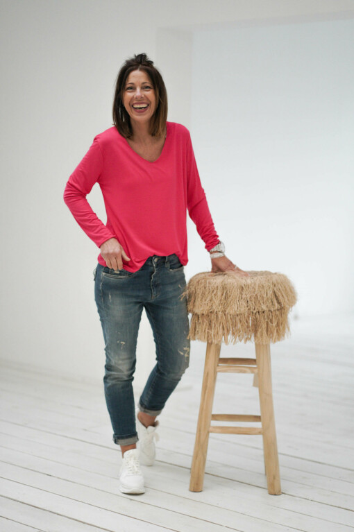 Langarmshirt "SERAPHINA" pink (BA04) / Jeans "LEONA" antique blue (ER19)