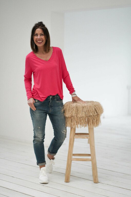 Langarmshirt "SERAPHINA" pink (BA04) / Jeans "LEONA" antique blue (ER19)