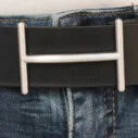 Schließe “SMALL LEVEL” silver / Gürtel “ONTARIO BLACK” (UJ01)