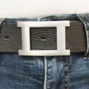 “HOMY” silver-satin (UJ02) / Gürtel “ATLANTIC BLACK” (UJ01)
