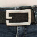 Schließe “PRESENT” silver-satin  (UJ02) / Gürtel “ATLANTIC BLACK” (UJ01)