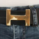 Schließe “H-LEVEL ” light gold /  Gürtel “WEST CAPE BLACK”  (UJ01)