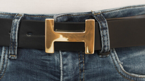 Schließe "H-LEVEL " light gold /  Gürtel "WEST CAPE BLACK"  (UJ01)
