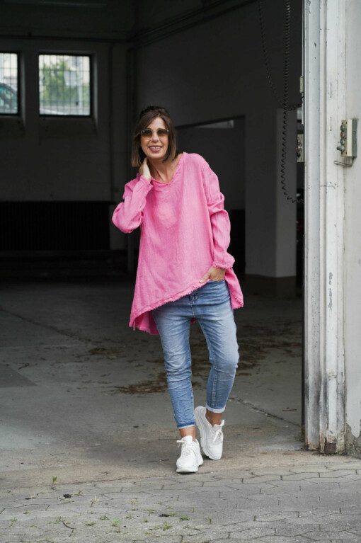 Tunika Bluse “HENRIETTE” pink (GW37) / Jeans “YUNA” – jeansblau (H24)