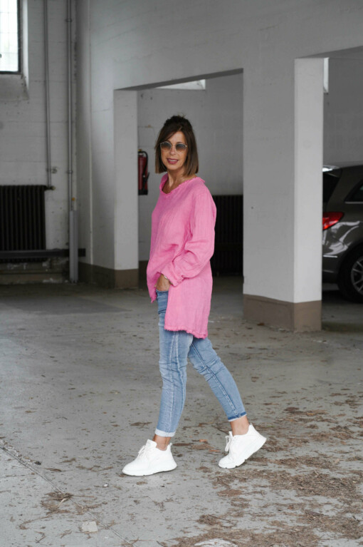 Tunika Bluse “HENRIETTE” pink (GW37) / Jeans “YUNA” – jeansblau (H24)