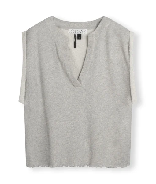 Top "V- NECK FLEECE" light grey melee (10D51)