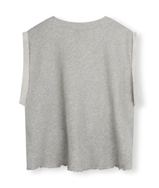 Top "V- NECK FLEECE" light grey melee (10D51)