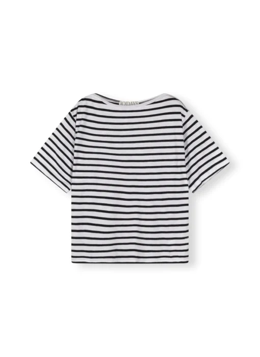 Kurzarmshirt "TEE STRIPES" ecru/black (10D47)