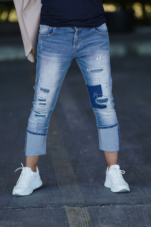Kurzarmshirt “SILKE” dunkelblau (BA01) / Jeans “CATHLEEN” stonewashed blue(H11)