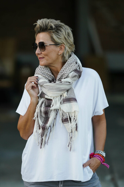 Leichter Schal "SCARF CHECK" aubergine (10D31)