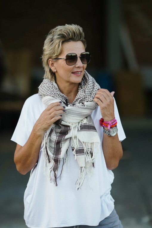 Leichter Schal "SCARF CHECK" aubergine (10D31)