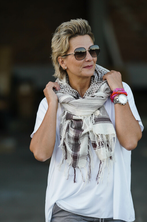 Leichter Schal "SCARF CHECK" aubergine (10D31)