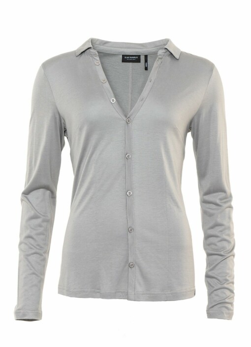 Longsleeve Bluse "ADALINA" micro grey (ER34)