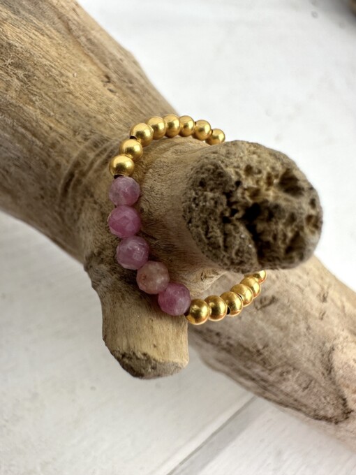 Ring "ROUND 5 STONES" pink Tourmalin (IBU38)