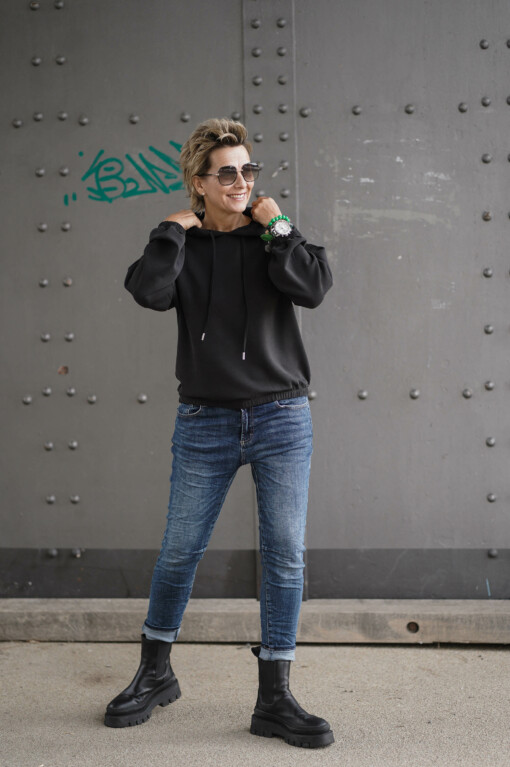 Kapuzenpulli "LINNETT" black (HL10)/ Jeans "RAFAELA" - dark blue (H65)