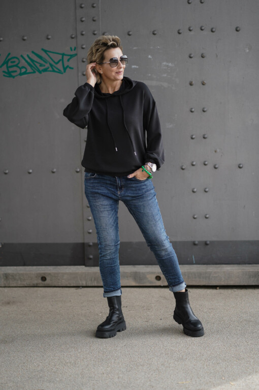 Kapuzenpulli "LINNETT" (HL10) / Jeans "RAFAELA" - dark blue (H65)