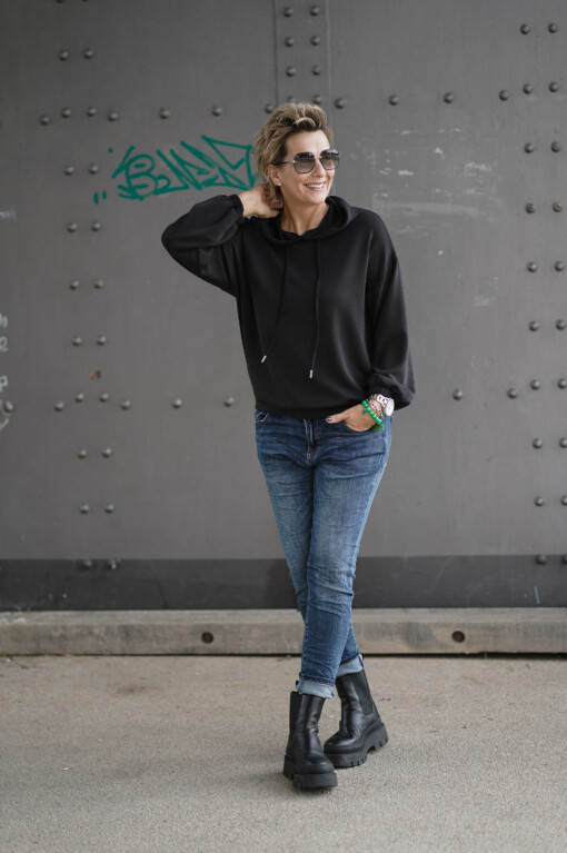 Kapuzenpulli "LINNETT" (HL10) / Jeans "RAFAELA" - dark blue (H65)