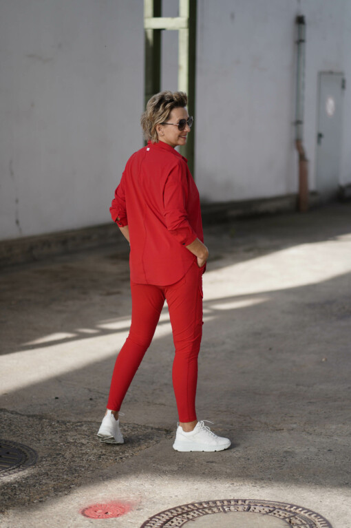 Elastische "CARGO"- Hose - red (PI05) / Bluse "MAGDA" red (PI62)