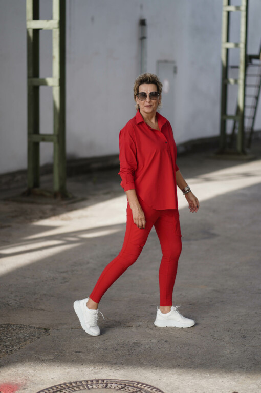 Elastische "CARGO"- Hose - red (PI05) / Bluse "MAGDA" red (PI62)