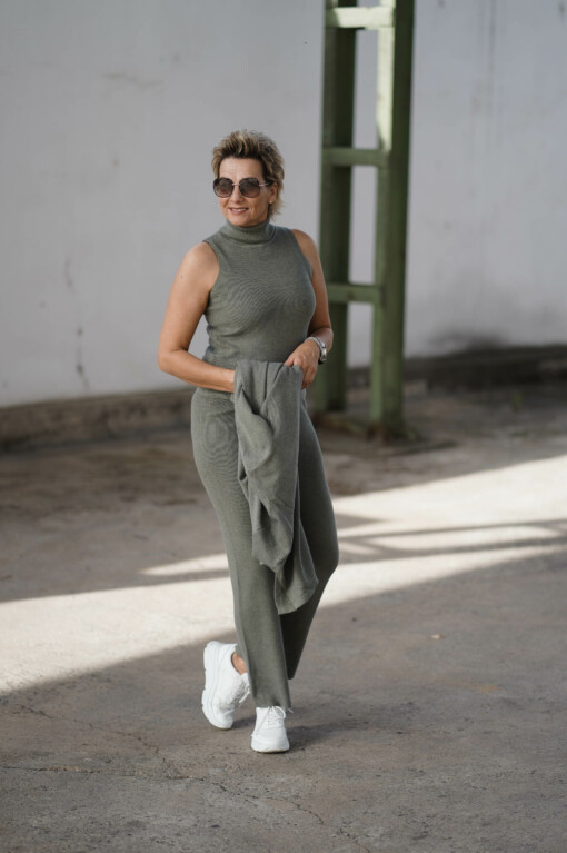 3 teiliges Feinstrickset "ELEONORA" khaki (GW204)
