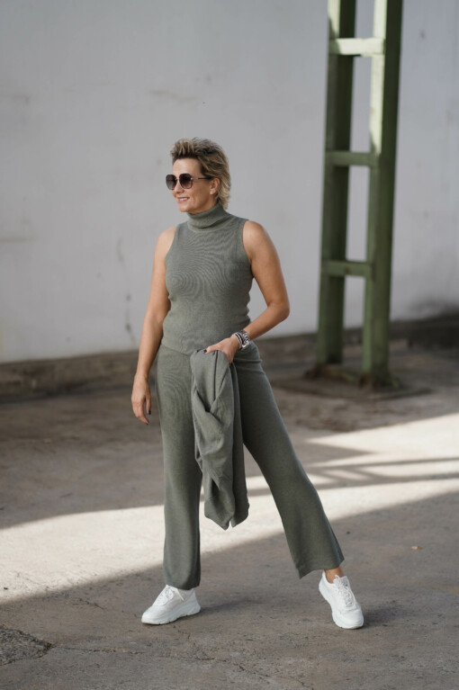 3 teiliges Feinstrickset "ELEONORA" khaki (GW204)