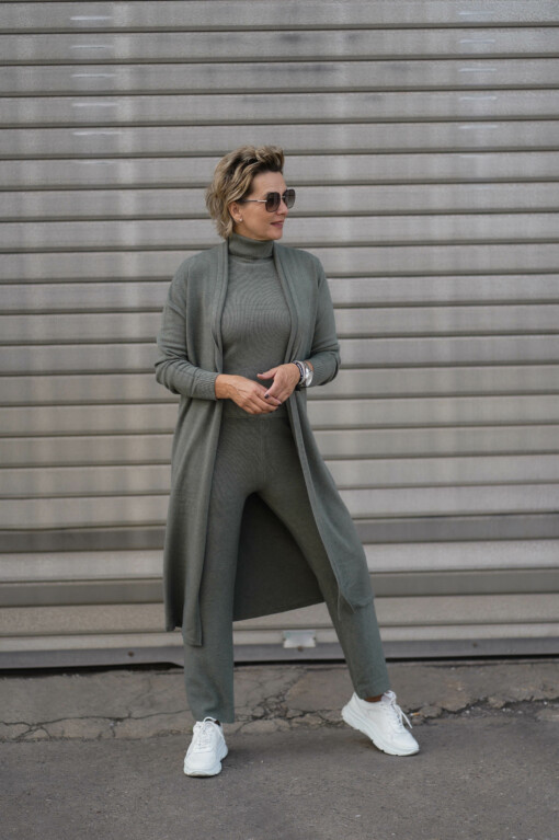 3 teiliges Feinstrickset "ELEONORA" khaki (GW204)