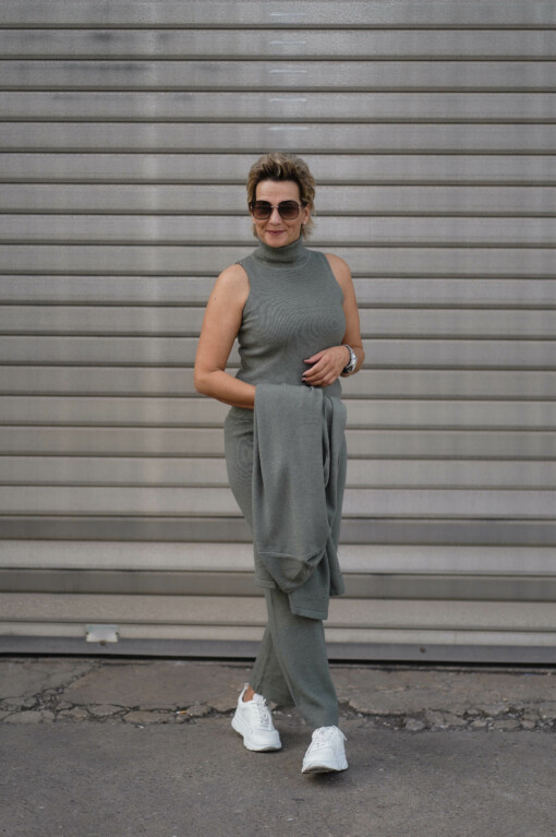 3 teiliges Feinstrickset "ELEONORA" khaki (GW204)