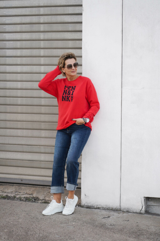 Soft Sweater "POLLY" red/navy (PI52) / Jeans "ELFI" jeansblau (H20)