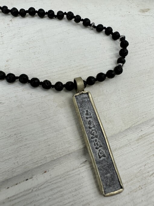Necklace "BUDDHA-15" silver/lava (IC26)