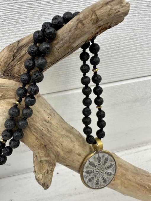 Necklace "BUDDHA-40" gold/lava (IC19)