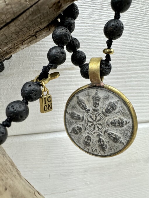 Necklace "BUDDHA-40" gold/lava (IC19)