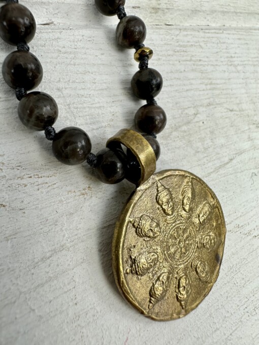 Necklace "BUDDHA-40" gold/labrado (IC16)