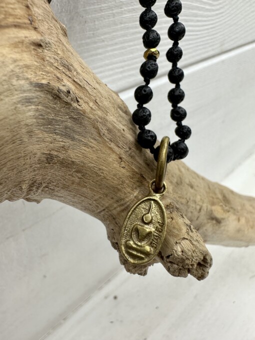 Necklace " BUDDHA TINY" lava/gold (IC27)