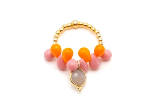 Perlenring "DROPS PINK ORANGE" (SSK41)