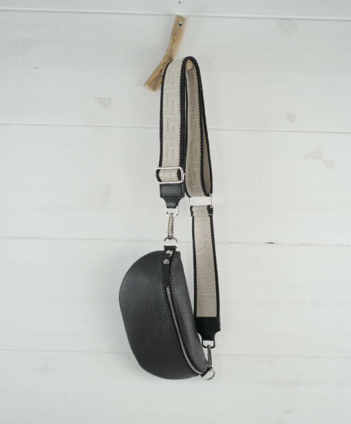 Echtleder Mini - Crossbag "DORIE" schwarz/silber1 (T07)