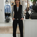 weite Hose “AUGUSTINE” black (PI90) / Longsleeve “SARAH” ecru / black (10D54) / Weste “MIRELLA” black (PI48)