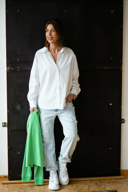 Bluse "JOLEEN" white (HB05) /  Jeans "YOANA" - light cyan (ER54)