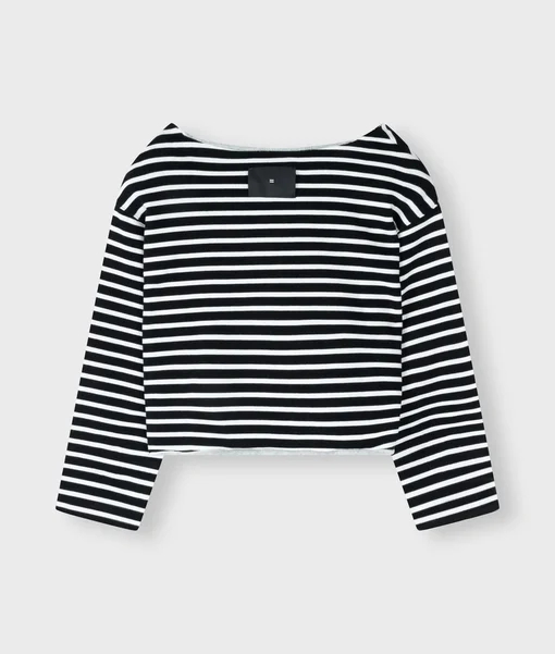 gestreifter Sweater "KATE" black/ecru (10D55)