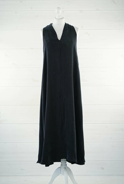 Cupro V Neck Dress "Allison" dark blue (AE11)