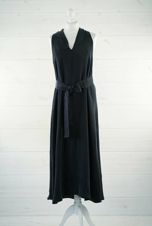 Cupro V Neck Dress "Allison" dark blue (AE11)