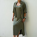 Bluse “MILLA” khaki (GW53) / Kleid “JOY” khaki (GW04)