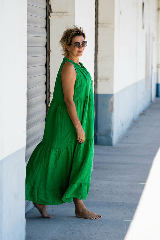 Leinen – Sommerkleid “CHEYENNE” grasgrün (GW47)