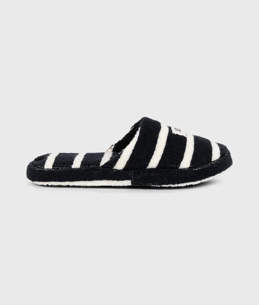 10DAYS – Slippers stripes “CAROLA” black/ecru (10D10)