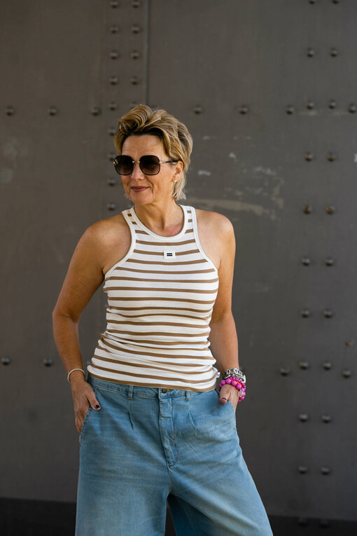 Tanktop “DAMARIS” ecru/cedar brown (10D94)