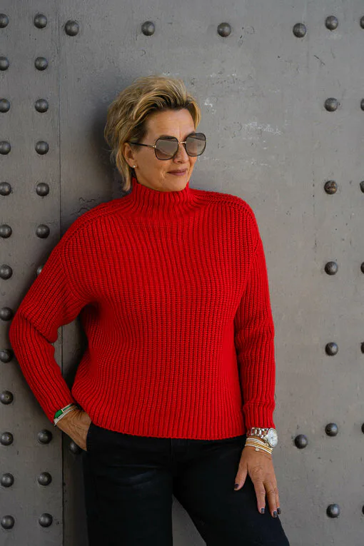 Grobstrickpullover “LEONIA” rot (GW204)