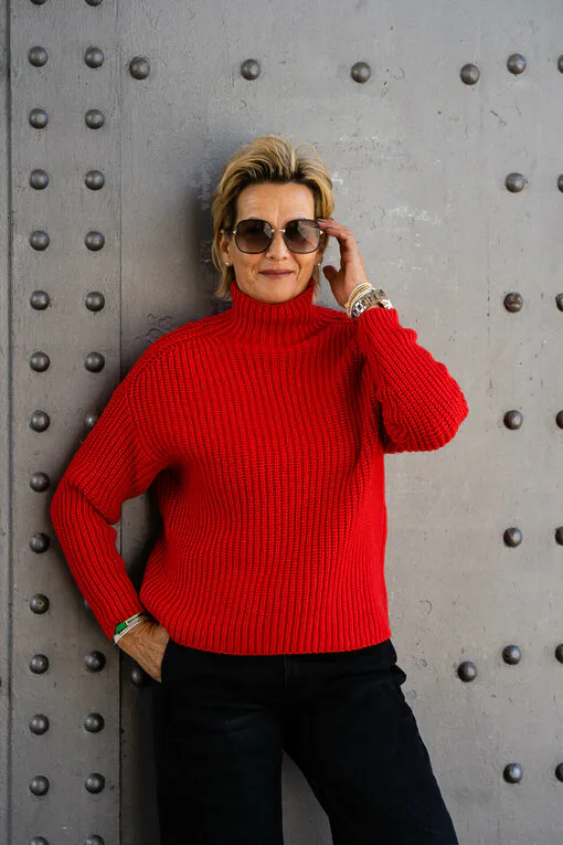 Grobstrickpullover “LEONIA” rot (GW204)